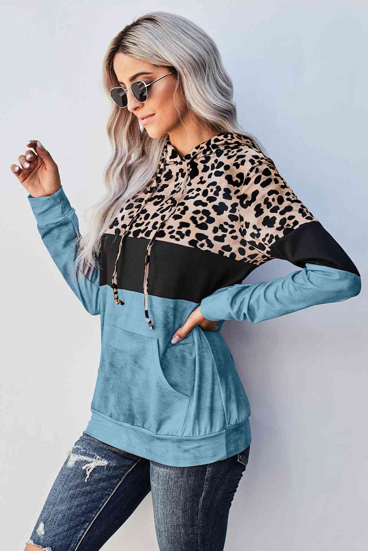 Leopard Color Block Hoodie | 1mrk.com