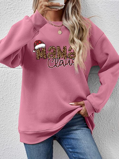 Round Neck Letter Graphic Long Sleeve Sweatshirt |1mrk.com