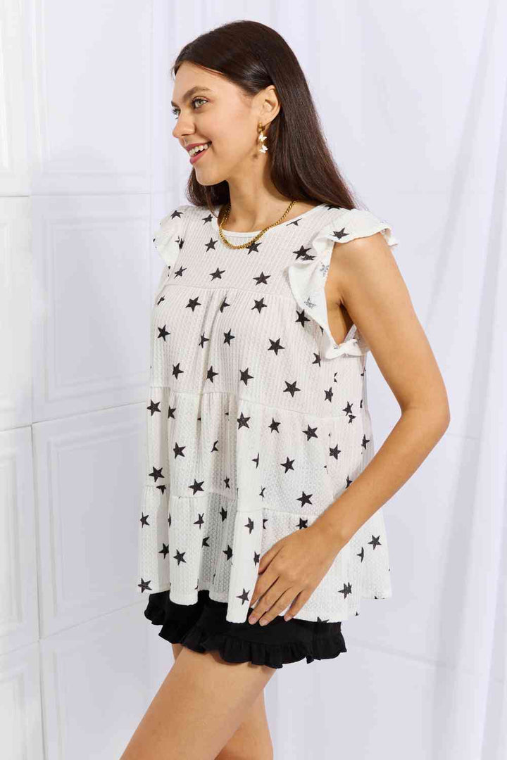 Heimish Shine Bright Full Size Butterfly Sleeve Star Print Top | 1mrk.com