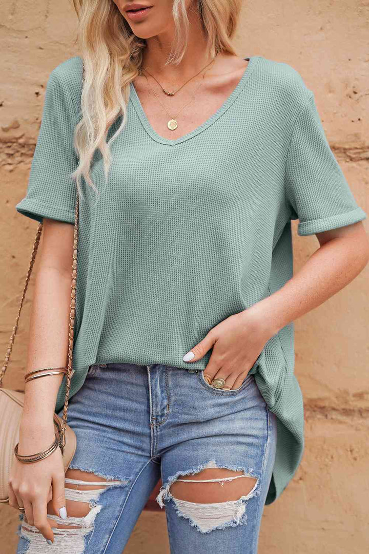 V-Neck Dropped Shoulder Tunic Top | 1mrk.com