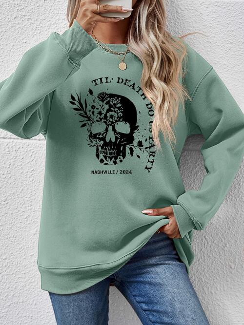 Graphic Round Neck Dropped Shoulder Sweatshirt |1mrk.com