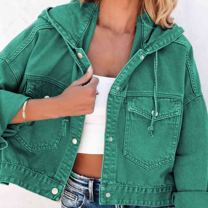 Hooded Dropped Shoulder Denim Jacket | 1mrk.com