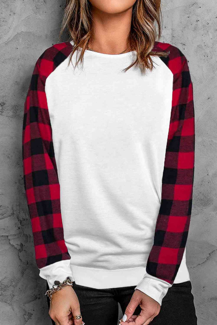 Christmas Buffalo Plaid Long Sleeve Sweatshirt |1mrk.com