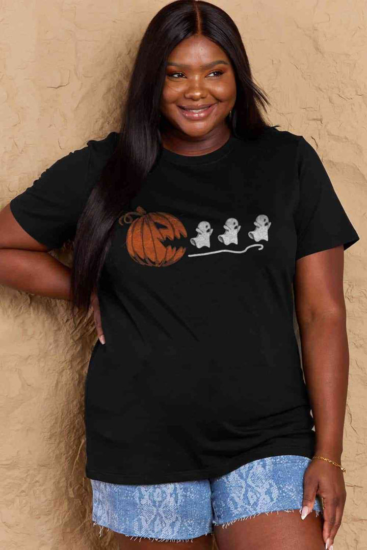 Simply Love Full Size Jack-O'-Lantern Graphic Cotton T-Shirt | 1mrk.com