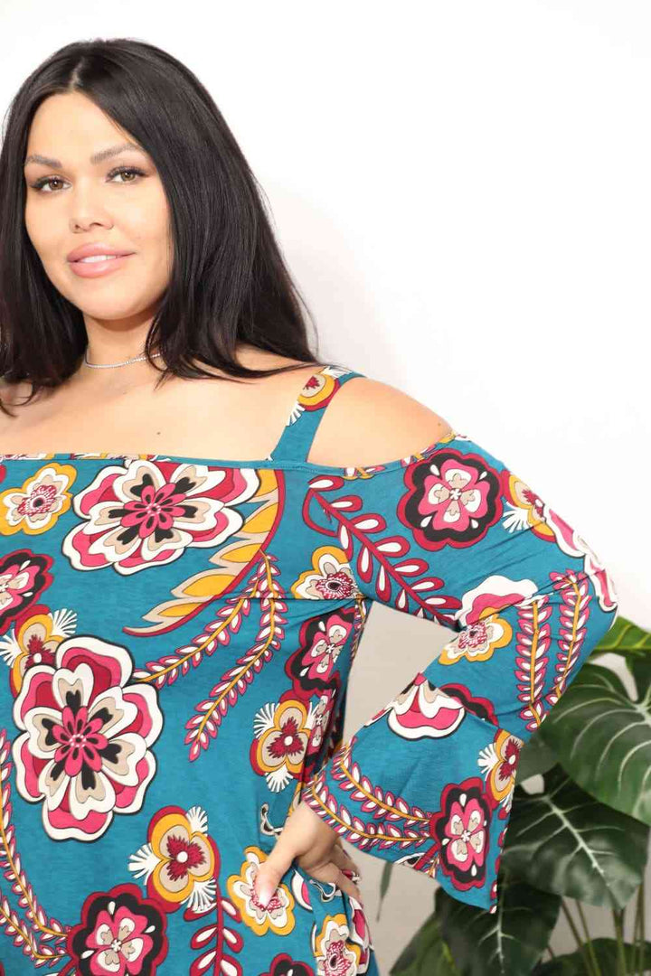 Sew In Love Full Size Floral Cold Shoulder Blouse | 1mrk.com