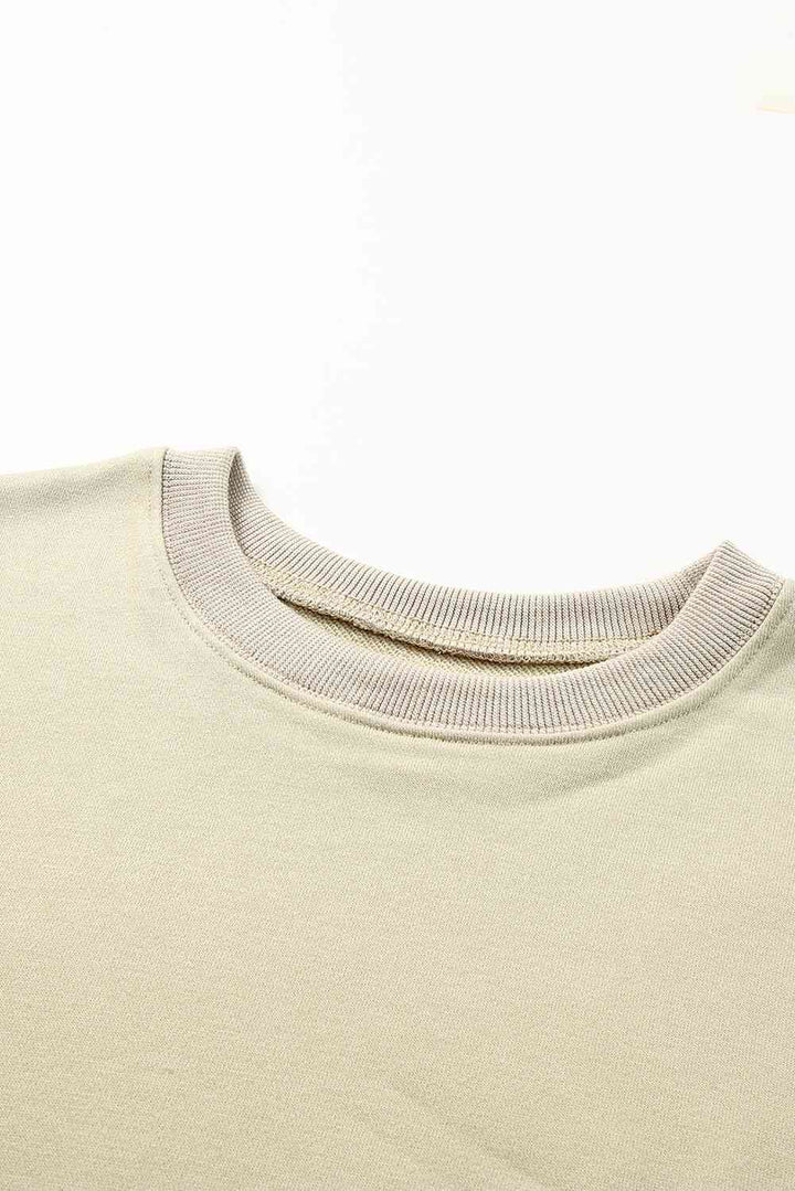 Drop Shoulder Ribbed Trim Sweatshirt |1mrk.com