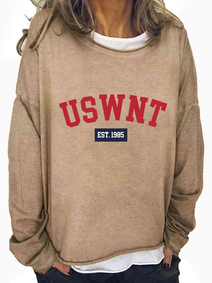 USWNT Round Neck Long Sleeve Sweatshirt |1mrk.com