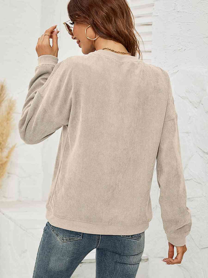 Round Neck Dropped Shoulder MAMA Graphic Sweatshirt | 1mrk.com