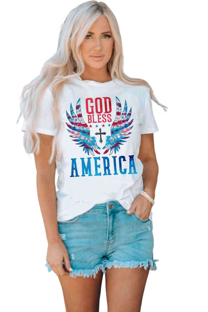 GOD BLESS AMERICA Cuffed Tee Shirt | 1mrk.com