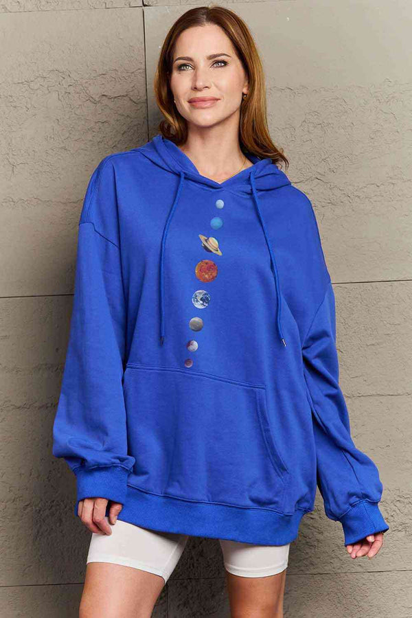 Simply Love Simply Love Full Size Dropped Shoulder Solar System Graphic Hoodie | 1mrk.com
