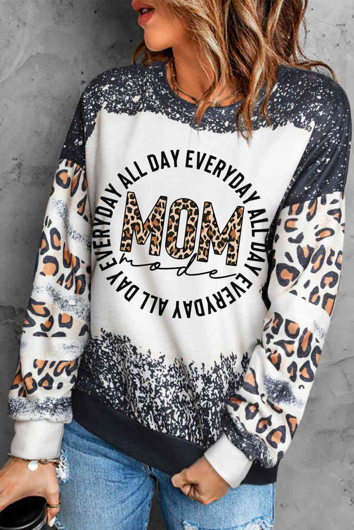 Letter Graphic Leopard Drop Shoulder Sweatshirt |1mrk.com