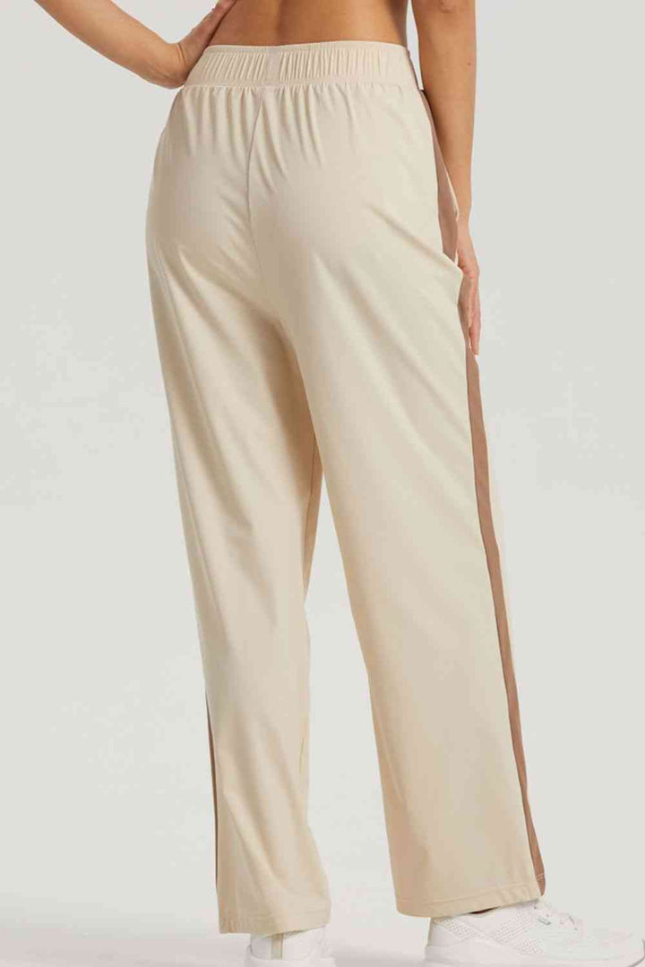 Side Stripe Elastic Waist Sports Pants |1mrk.com