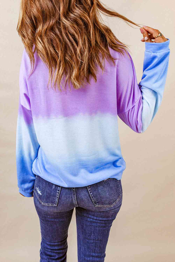 Tie-Dye Drop Shoulder Round Neck Sweatshirt |1mrk.com