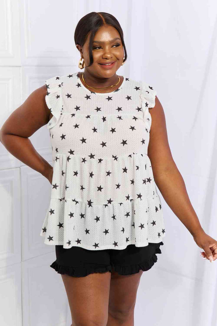 Heimish Shine Bright Full Size Butterfly Sleeve Star Print Top | 1mrk.com