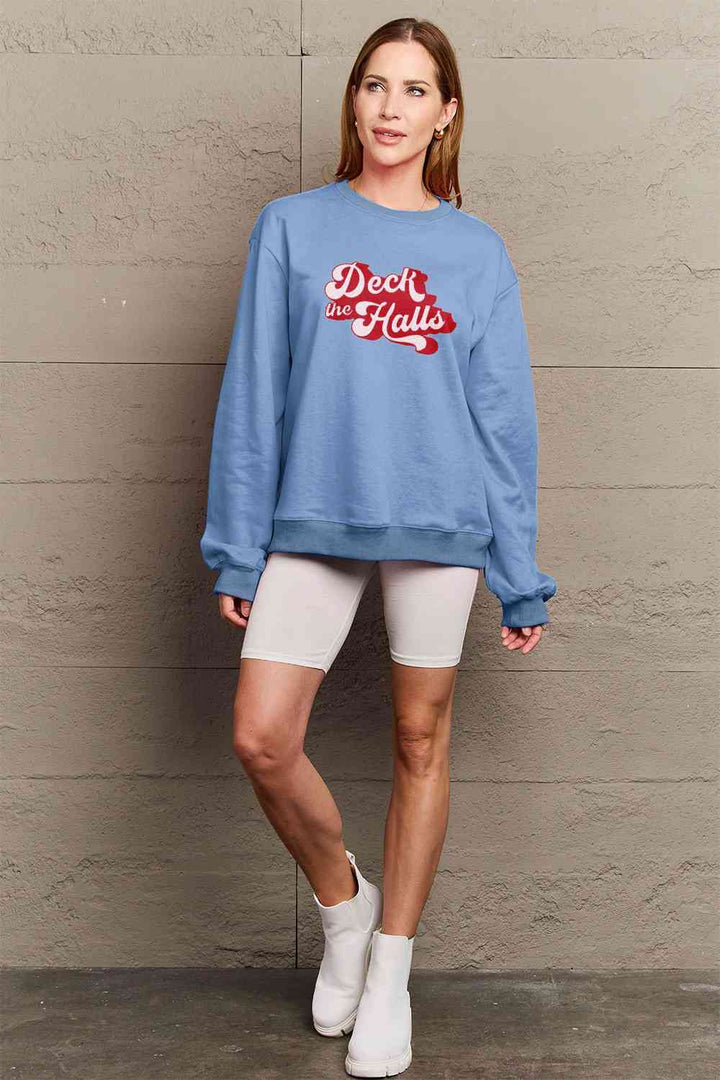 Simply Love Full Size DECK THE HALLS Graphic Sweatshirt |1mrk.com