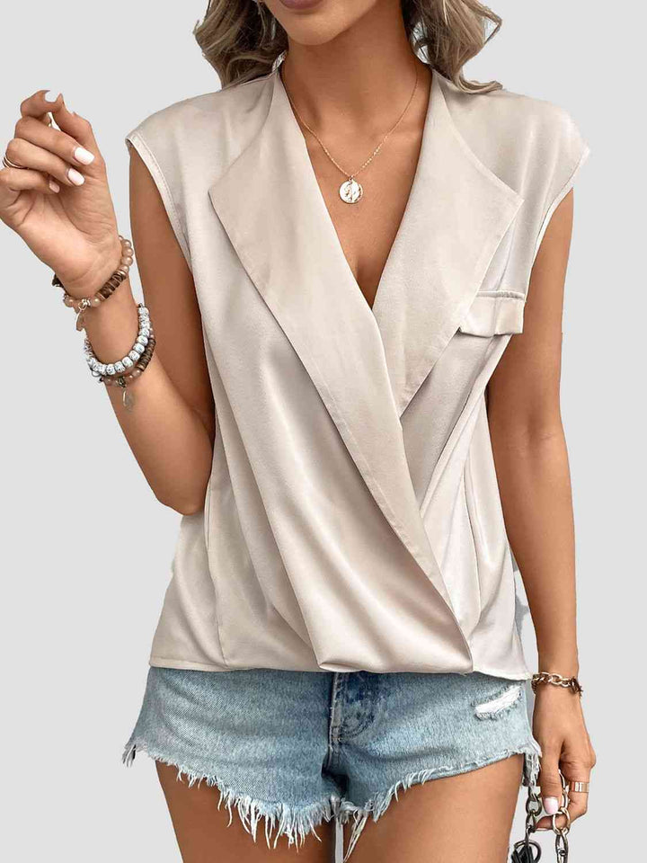 Surplice Neck Sleeveless Tank Top | 1mrk.com