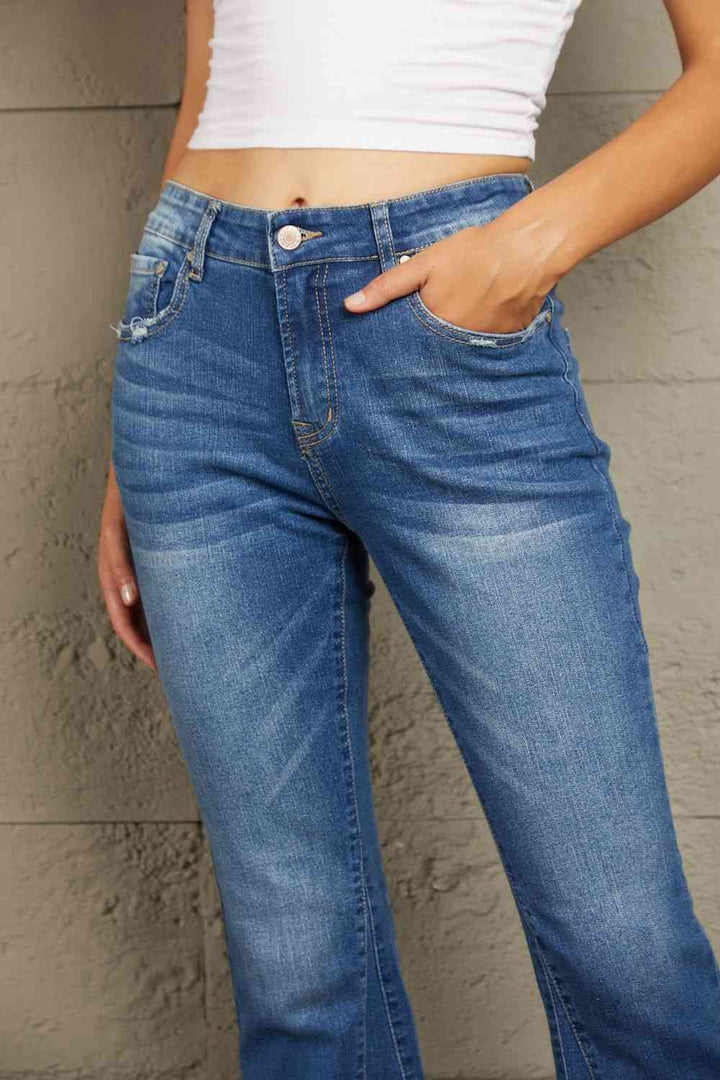 Baeful High Rise Flare Jeans with Pockets | 1mrk.com