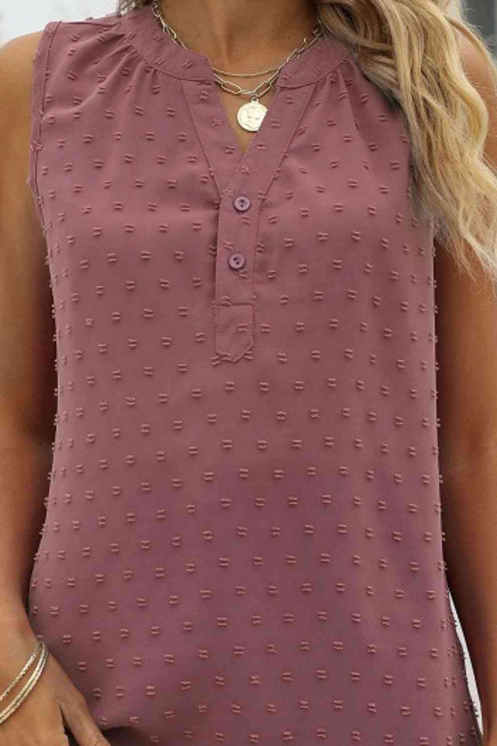 Swiss Dot Notched Neck Tank | 1mrk.com