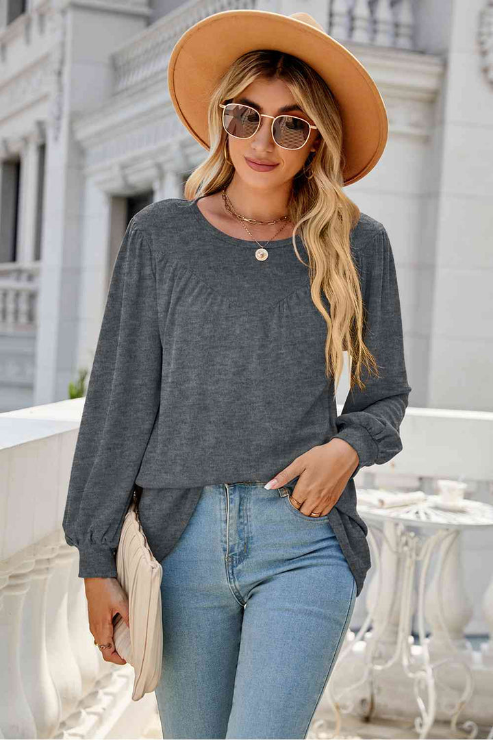 Round Neck Long Sleeve Top | 1mrk.com