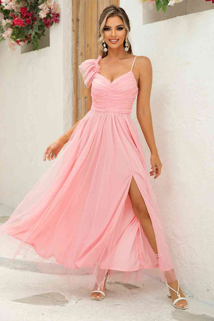 Dress Asymmetrical Ruched Slit | 1mrk.com