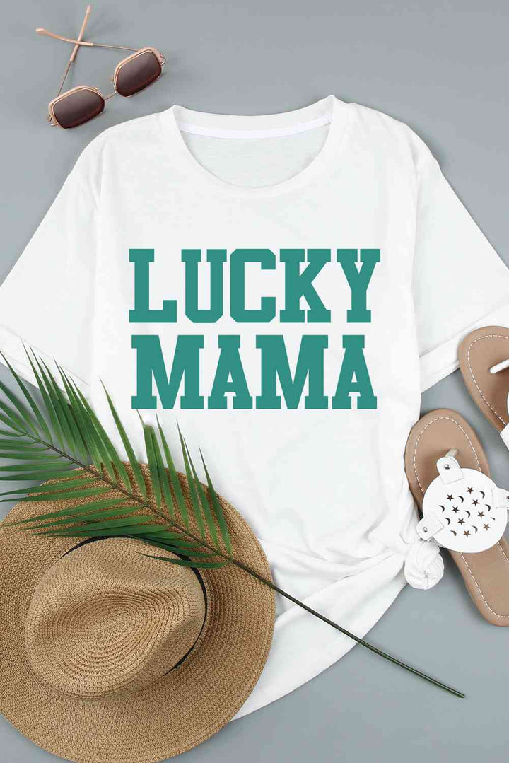 LUCKY MAMA Graphic Round Neck Tee | 1mrk.com