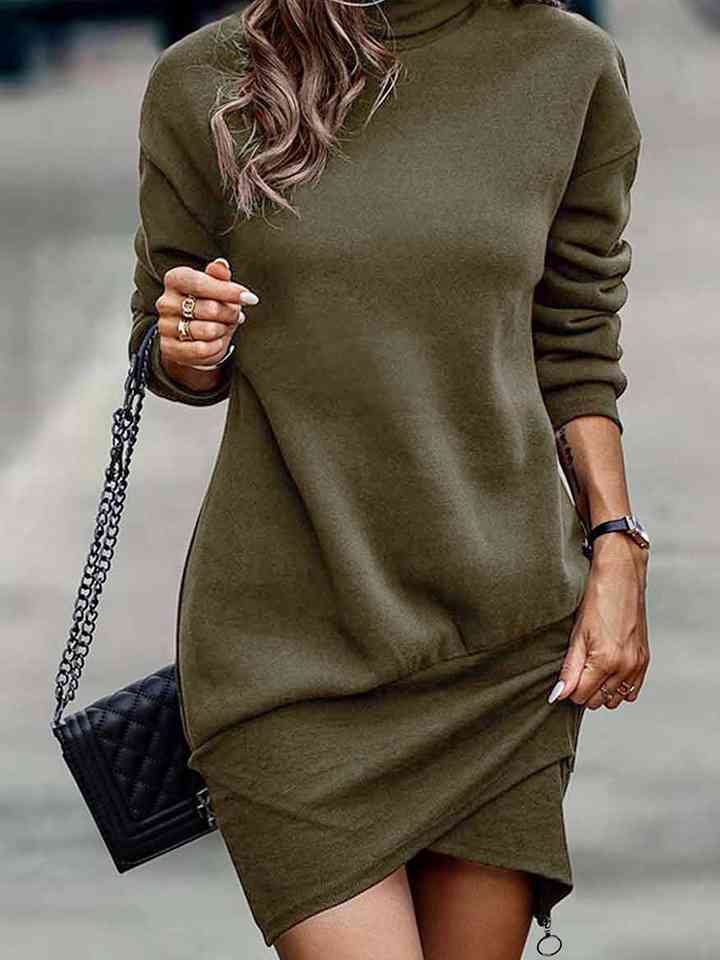 Round Neck Long Sleeve Mini Dress | 1mrk.com