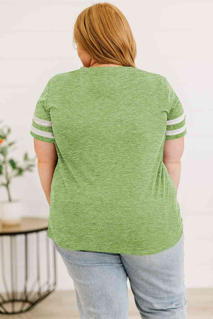 Plus Size Striped V-Neck Tee Shirt | 1mrk.com