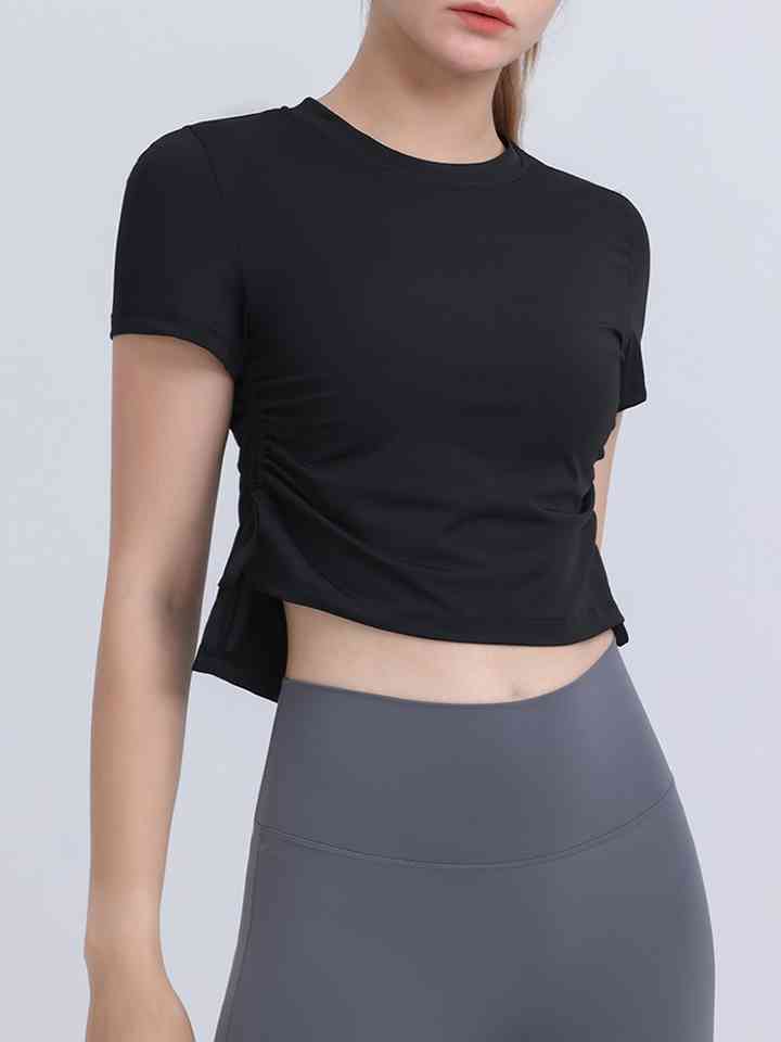 Round Neck Short Sleeve Active Top | 1mrk.com