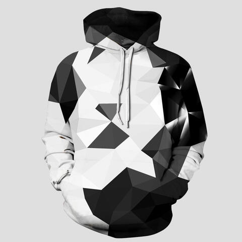 Full Size Geometric Drawstring Hoodie with Pockets | 1mrk.com