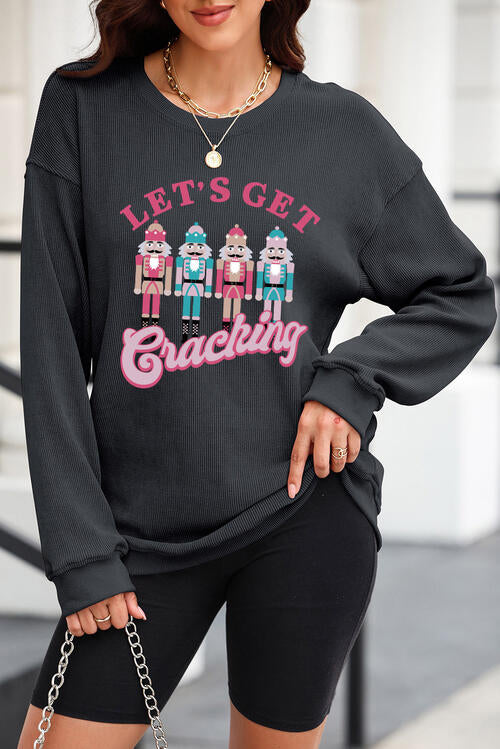 Nutcracker Graphic Round Neck Long Sleeve Sweatshirt |1mrk.com