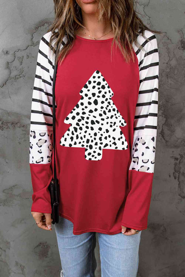 Christmas Tree Graphic Long Sleeve T-Shirt | 1mrk.com