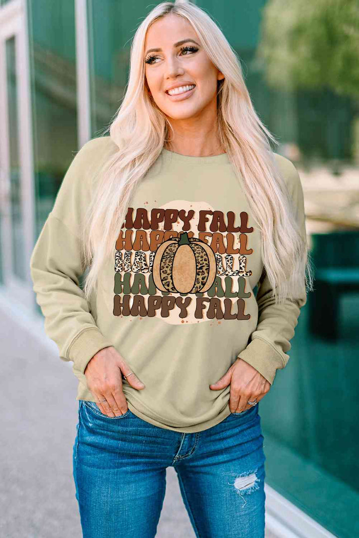 HAPPY FALL Pumpkin Dropped Shoulder Sweatshirt |1mrk.com