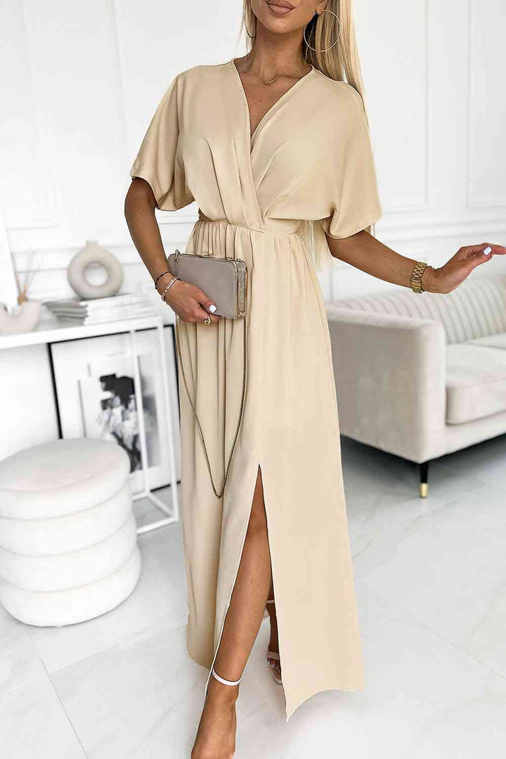 Maxi Dress Surplice Neck Slit | 1mrk.com