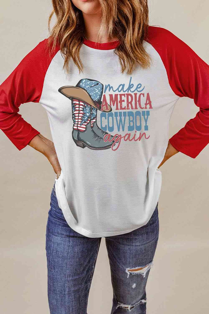 Raglan Sleeve MAKE AMERICA COWBOY AGAIN Graphic Tee | 1mrk.com