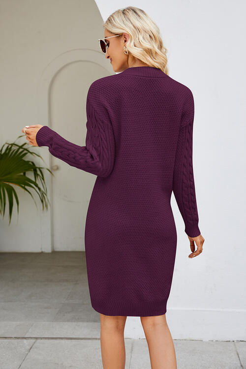 Cable-Knit Long Sleeve Sweater Dress | 1mrk.com