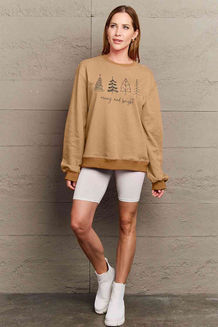 Simply Love Full Size MERRY AND BRIGHT Graphic Sweatshirt |1mrk.com