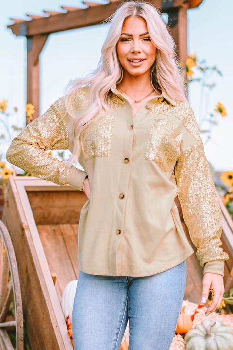 Sequin Long Sleeve Shirt |1mrk.com