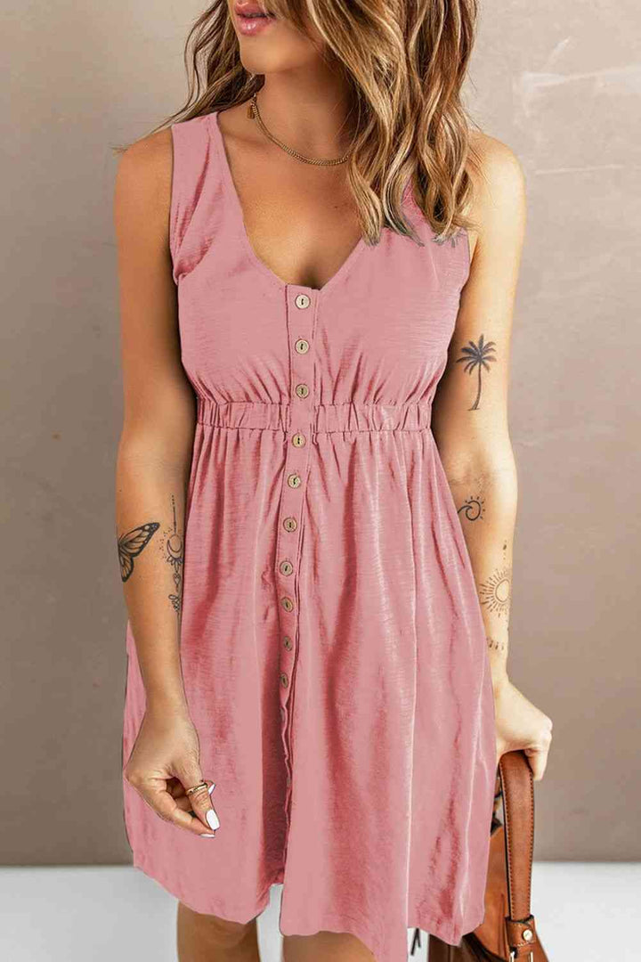 Sleeveless Button Down Mini Magic Dress | 1mrk.com