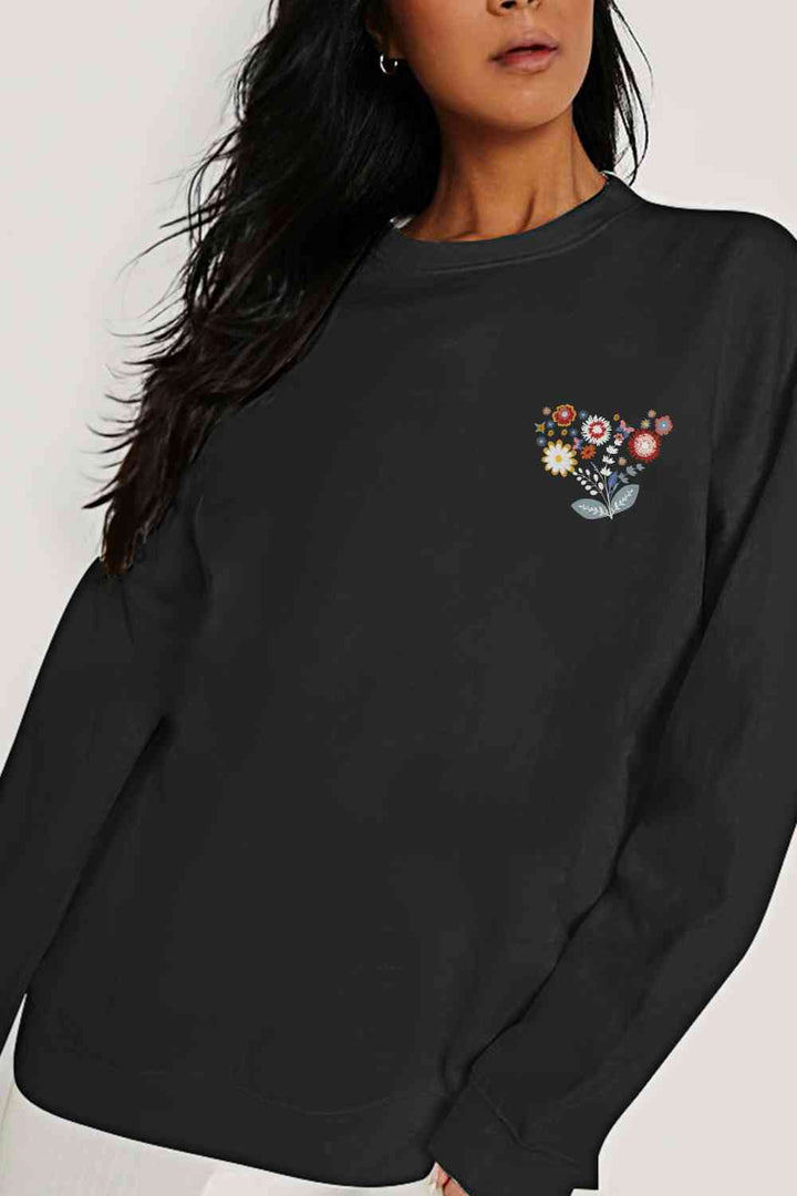 Simply Love Full Size Flower Graphic Sweatshirt |1mrk.com