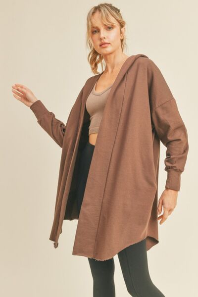 Kimberly C Open Front Longline Hooded Cardigan |1mrk.com