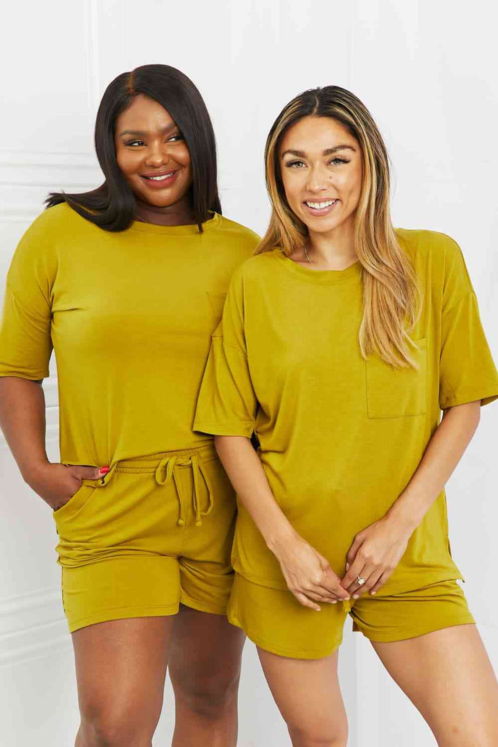 Zenana In The Moment Full Size Lounge Set in Olive Mustard | 1mrk.com