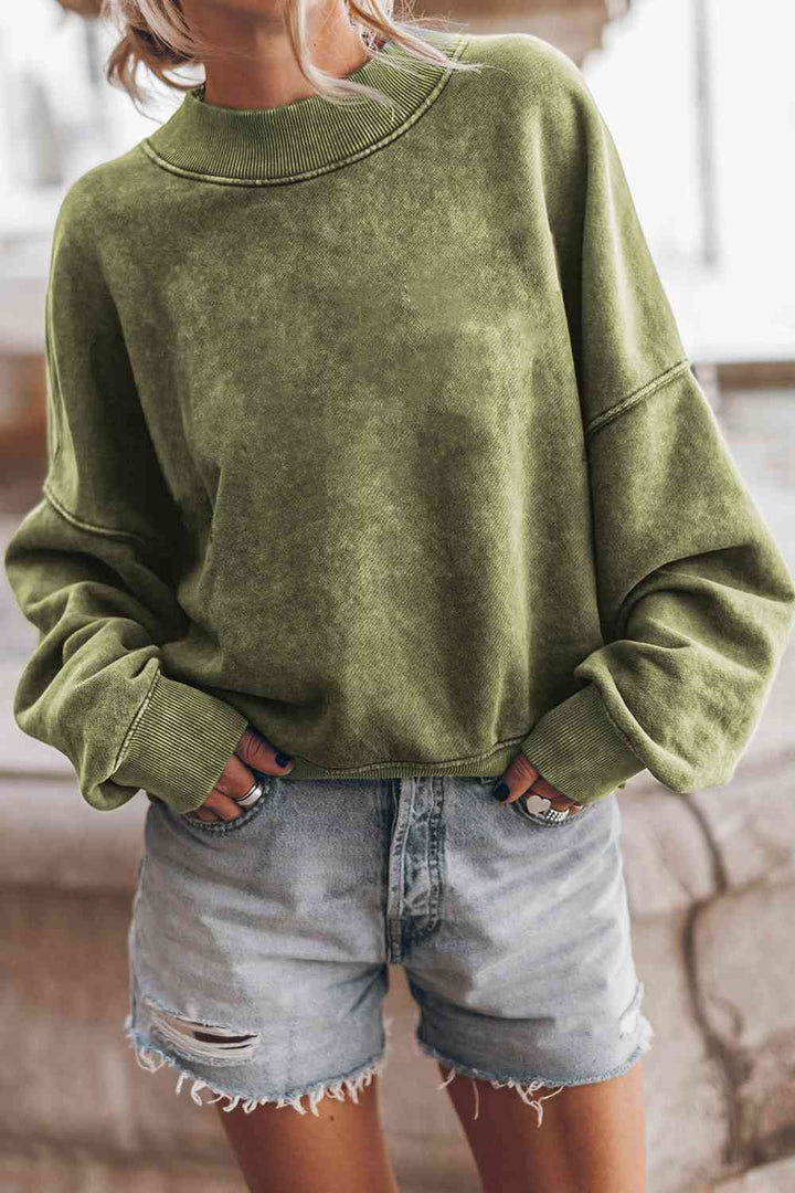 Round Neck Dropped Shoulder Sweatshirt |1mrk.com