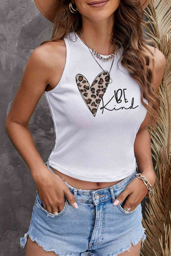 BE KIND Graphic Ribbed Round Neck Tank | 1mrk.com