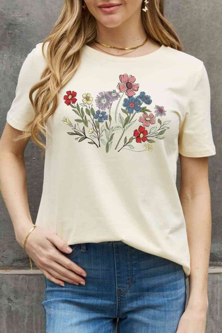 Simply Love Simply Love Full Size Flower Graphic Cotton Tee | 1mrk.com