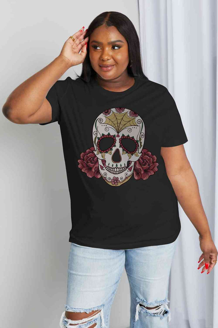 Simply Love Full Size Skull Graphic Cotton Tee | 1mrk.com