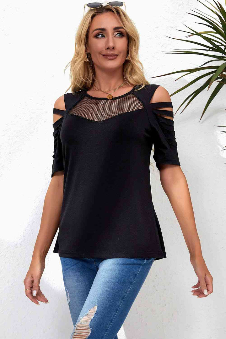 Round Neck Cutout Raglan Sleeve Tee | 1mrk.com