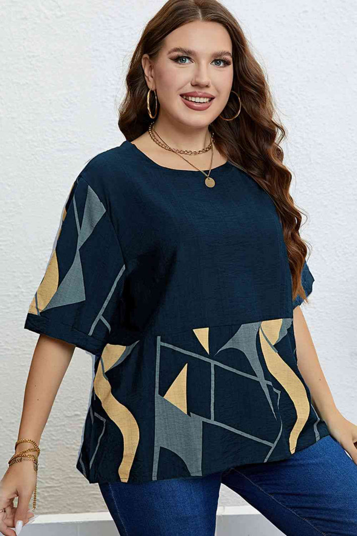 Plus Size Printed Half Sleeve Top | 1mrk.com