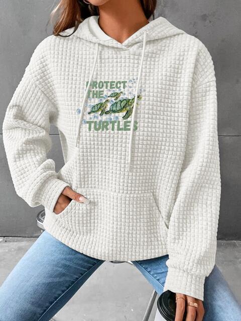 Full Size Turtle Graphic Drawstring Hoodie | 1mrk.com