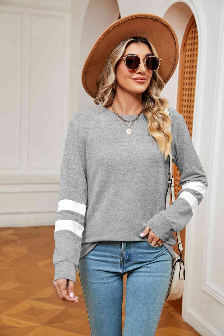 Round Neck Long Sleeve Top | 1mrk.com