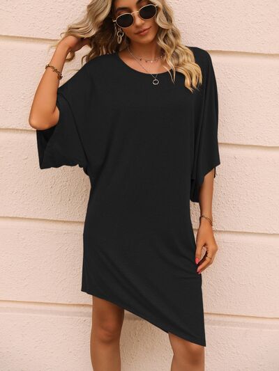 Round Neck Three-Quarter Sleeve Tee Dress | Trendsi